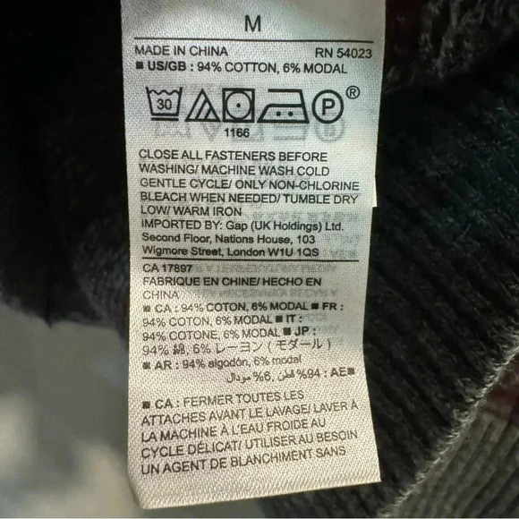 Gap Mens Cardigan Sweater Button Up Shawl Collar Burgundy Gray Cotton Modal M - Picture 5 of 5